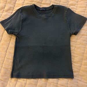 Brandy Melville Ribbed Short-Sleeve Tee in Black